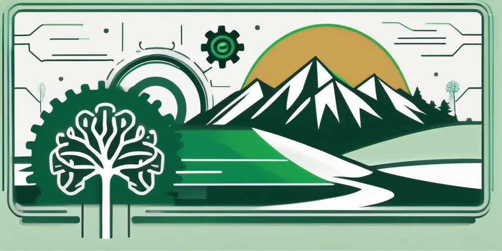 A serene salt lake city landscape with symbolic elements such as a brain and a gear