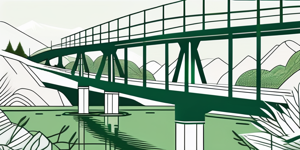 A serene fremont landscape with symbolic elements like a calm river and a bridge